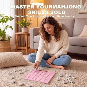 Planche de Mahjong en plastique rose <span class=keywords><strong>Charleston</strong></span> : Guide d'apprentissage, aide à la pratique, feuille de triche pour débutants, règle NMJL, <span class=keywords><strong>accessoire</strong></span> de table - Product Image 5