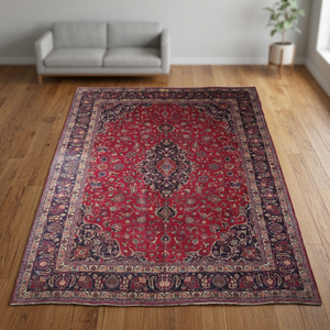 Tapis persan en laine noué à la main, unique en son genre, mélange de coton naturel, design vintage luxueux, 12'3 x 9'4, artisanal, 60 ans d'ancienneté - Product Image 2