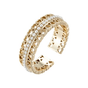 <span class=keywords><strong>Bague</strong></span> ouverte réglable vintage en alliage <span class=keywords><strong>de</strong></span> laiton plaqué or <span class=keywords><strong>café</strong></span>, avec dentelle, perles <span class=keywords><strong>de</strong></span> rocaille et motif cœur ajouré, bijoux élégants, vente en gros - Product Image 5