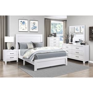 Mobilier de chambre à coucher DB White Finish 1pc Full Size avec panneau en bois-Matelas Lit dans une boîte - Product Image 5
