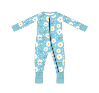 Combinaison pour bébé en bambou doux à manches longues avec imprimé tropical de poissons et coraux, idéale pour dormir et jouer