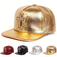 Gorra de béisbol de lujo con visera plana de piel sintética de serpiente, con diamantes de imitación y diseño de dólar, estilo hip hop y streetwear.