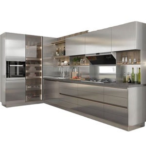 أوبين دائم الفولاذ المقاوم للصدأ الانتهاء على شكل L خزانة مطبخ للمنزل - Product Image 1