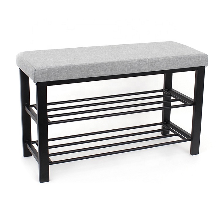 Современная металлическая полка на заказ, полки из искусственного льна для обуви, скамейка для хранения с сиденьями для гостиной