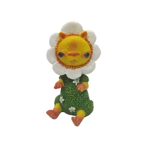 Vente chaude mignon tournesol lion esprit résine ornements extérieur cour figurines de table résine artisanat