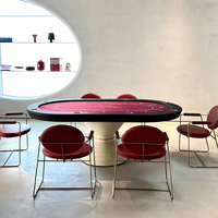 Luxuriöser Runder Pokertisch für 8 Spieler aus Italienischer Fertigung, Klappbar, Holz, Ovales Design für Mahjong- und Pokerspiele