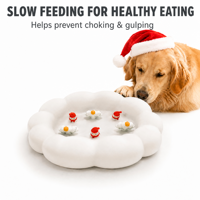 Bol de nourrissage lent pour chien en silicone de qualité alimentaire, résistant au lave-vaisselle, anti-étouffement, tapis d'alimentation lente avec motif de Noël festif pour animaux de compagnie