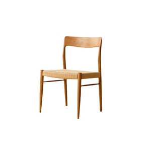 Silla de Comedor Vintage de Madera Maciza, Respaldo de Ratán, Madera de Cerezo, para Uso Doméstico, Muebles para Adultos - Product Image 5