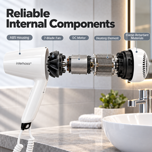 Asciugacapelli da Parete per Bagno in ABS, Asciugacapelli per Hotel con Base di Supporto, Installazione Senza Foratura - Product Image 5