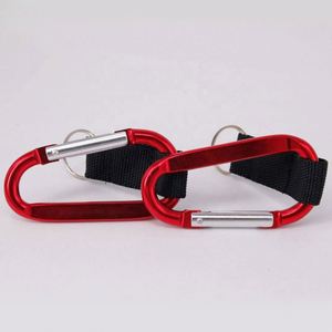 Custom LOGO Durable Polyester Woven Strap Aluminum Carabiner Keychain Clip With <b>Key</b> <b>Ring</b> - Product Image 4