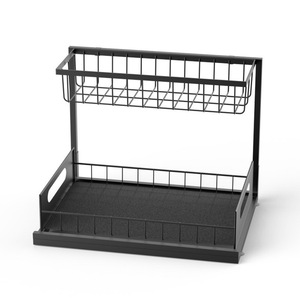 <b>Kitchen</b> Cabinet Storage <b>Rack</b> Multi Functional Pull Out Spice Organizer For Countertop Use White Carbon Steel - Product Image 4