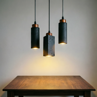 Suspension LED en travertin pour îlot de cuisine, chevet, salle à manger, restaurant, hôtel, bar – Luminaire suspendu en pierre noire