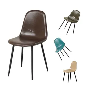 Modern Cheap Metal Legs PU Leather High Quality Dining Room Chairs