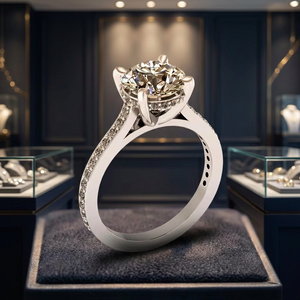Bague en diamant blanc taille ronde, bijou de luxe pour femme, élégant, pour fiançailles, mariage, cadeau de bijouterie fine - Product Image 2