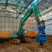 Vibro-compacteur hydraulique monté sur excavatrice à haute efficacité pour pieux et palplanches, idéal pour les travaux de fondation urbaine