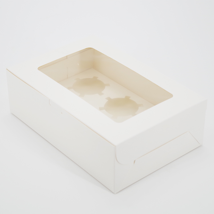 Fabriek Prijs Kleine Hoeveelheid Kraftpapier Met Clear Window Platte Verzending Box Voor 6 Stuks Cupcake Donut Doos