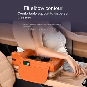 Nueva Almohadilla Elevadora Universal para Reposabrazos <span class=keywords><strong>Central</strong></span> de Coche, Funda Protectora con Portavasos Dobles, Cojín de Reposabrazos de Cuero Premium - Product Image 3