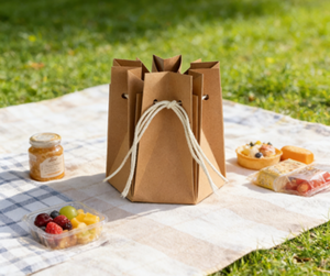 Custom kraft paper shopping bags with handles, eco-friendly and durable, suitable for retail and packaging. - Product Image 1