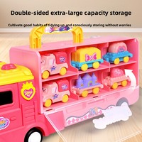 Tren de Transporte Rosa Princesa Contenedor 7 en 1 con Apilamiento Magnético y Sonido y Luz para Juego Creativo de Niñas