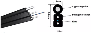 Cavo in Fibra Ottica OUFU 1, 2 o 4 Fibre, 1fo 100M 1000M G657A, Cavo Drop FTTH per Esterni - Product Image 4