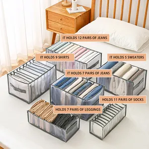Premium Washable Material Drawer Organizer Breathable Mesh Clothes Organizer For Large Jeans