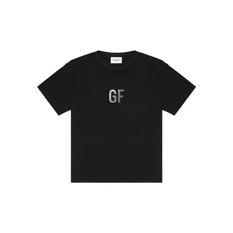 Kaus Print Katun Fear Of God Kaus Peringatan GF Musim Panas Kaus Pria Lengan Pendek Kebesaran Reflektif FG Esensial