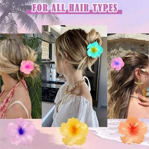 กิ๊บติดผมรูปดอกไม้ไล่เฉดสีหวานๆ สำหรับฤดูร้อน วันหยุดพักผ่อนริมชายหาด กิ๊บติดผมรูปดอกไม้ เครื่องประดับผมสำหรับผู้หญิง - Product Image 5