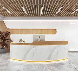 Comptoir de réception de bureau B048 Arc pour hôtel, cabinet dentaire - Design moderne et luxueux, résistant à la corrosion, artificiel - Product Image 2