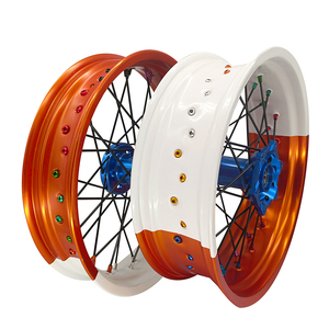 Juego de Ruedas Supermoto Bicolor Blanco y Naranja para Motocicleta, Juego de Ruedas <span class=keywords><strong>Supermotard</strong></span> para <span class=keywords><strong>KTM</strong></span> EXC SXF <span class=keywords><strong>SX</strong></span> - Product Image 2
