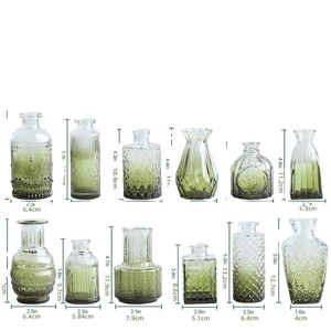 Mid-Century Retro Style <strong>Small</strong> Glass Vase Set Modern High-End Vintage Ins Transparent Luxury Ornament for Flower Arrangement - Product Image 3