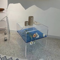 4 pièces, double étagère de rangement transparente, meuble de salon, table basse, d'angle, petite table latérale en acrylique