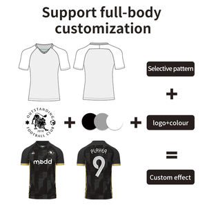 <span class=keywords><strong>Maillot</strong></span> <span class=keywords><strong>de</strong></span> football col en V à impression numérique personnalisé en gros uniforme <span class=keywords><strong>de</strong></span> football en polyester respirant avec logo vêtements d'équipe personnalisés - Product Image 4