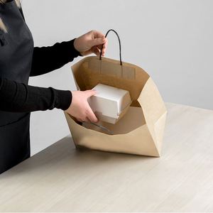 Sacs en papier kraft personnalisés écologiques et recyclables pour frites, hamburgers, barbecues et sandwichs, avec poignées, pour la vente en gros - Product Image 2
