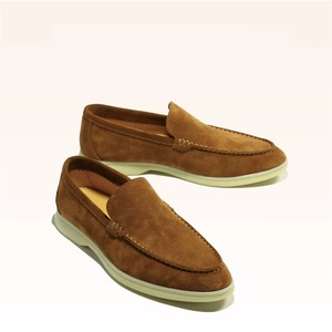 Slip-on Comfortable Cow Suede Leather Loafers Men Luxury Fashion Lightweight Rubber Outsole Outdoor Casual <b>Flats</b> Spring Winter - Product Image 1