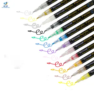 12pcs/set Acrylic Marker Factory Wholesale Art Permanent Painting Metal Glass Acrylic Paint Pens Set