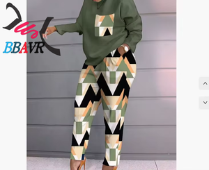 Knit Loose 3D Print Long Sleeve <b>Women's</b> Casual Long Sets T-Shirt <b>Trousers</b> Sets <b>Women</b> Spring Autumn - Product Image 1