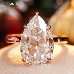 Anillo de Oro Amarillo Macizo de 10k de Lujo, Joyería Fina, Anillo de Moissanita con Corte de Pera, Anillos de Diamantes de Compromiso y Boda para Mujer - Product Image 1
