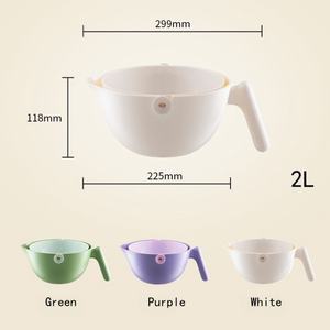 बहु-कार्यात्मक नई रसोई कोलैंडर स्ट्रॉन्नर घूर्णन प्लास्टिक डबल परत वनस्पति फल धोने की टोकरी - Product Image 5