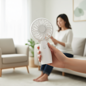 Ventilador de mano Db, color blanco, 12 aspas, tres velocidades, plegable, con batería recargable, para uso doméstico - Product Image 2