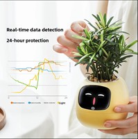 Pot de fleurs intelligent avec capteur, écran OLED, alimentation par batterie/USB, contrôlé via l'application Tuya, doté de fonctions émotionnelles interactives