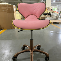 Silla de Esteticista para Salón de Belleza, Silla de Pedicura con Ruedas para Técnicos y Clientes de Spa de Uñas