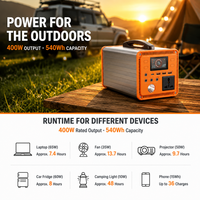 Station d'alimentation portable 500W, prise AC 230V, LiFePO4, solaire MPPT, alimentation de secours domestique, entrée USB-C DC pour les ménages