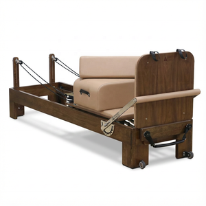 Máquina Reformer Clásica de Nogal, Modelo Ancho, Cama con Núcleo de Cuero Sintético para Fitness y Musculación, Reformer de Nogal Core St - Product Image 3