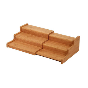 Bamboo <b>Kitchen</b> Storage <b>Rack</b> 3 Tier Staircase Shape Space Saving Multifunctional Organizing Table - Product Image 1
