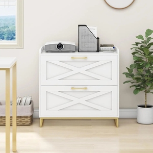Modern 2-Drawer Wooden <strong>File</strong> Cabinet Large Living Room Storage <strong>Locker</strong> Charging Station Letters/Legal/A4 Size Hanging Papers Home - Product Image 2