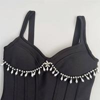 Vestido largo elegante negro con estampado floral, escote en V, sin mangas, corsé, abertura, para fiesta, personalizado OEM
