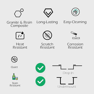 厂家直销厨房水槽石英石英复合厨房水槽石英石水槽厨房 - Product Image 4