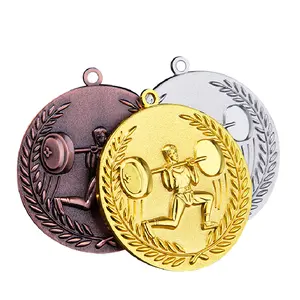 3D高浮雕质量好的奖励举重奖牌和纪念章带颈部丝带
