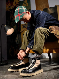 Nuovi Stivali Casual da Lavoro in Pelle di Vacchetta con <span class=keywords><strong>Suola</strong></span> Spessa, Stivali da <span class=keywords><strong>Uomo</strong></span> di Alta Qualità in Pura Pelle Bovina - Product Image 6