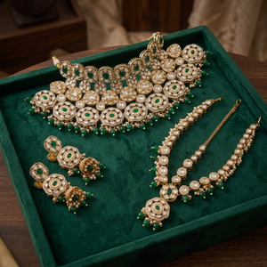 Conjunto de Joyería de Lujo Chapado en Oro con Circones y Perlas, Collar, Pendientes y Anillo Geométricos para Mujer, Estilo Clásico de Alta Gama para Bodas - Product Image 2